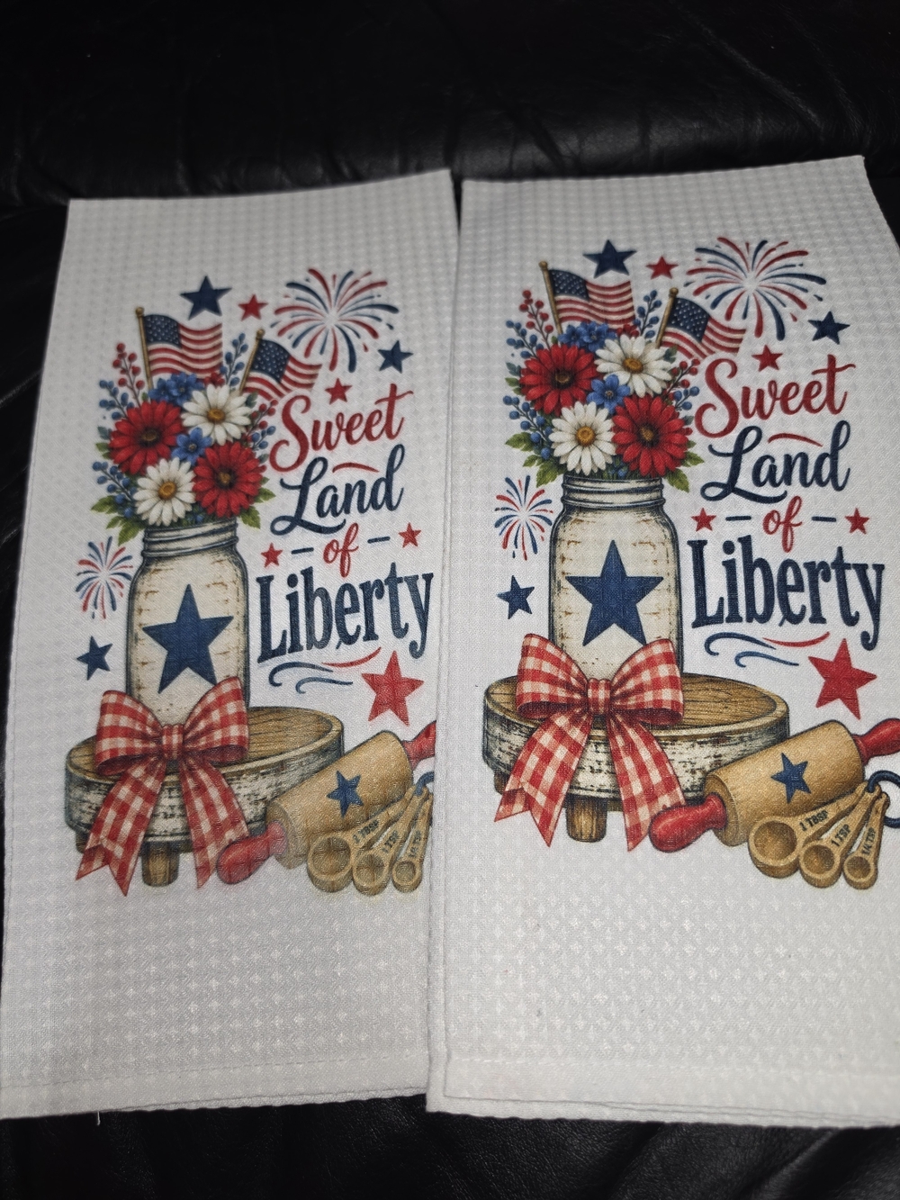 Sweet Land of Liberty Patriotic Kitchen Towel - White/Red/Blue